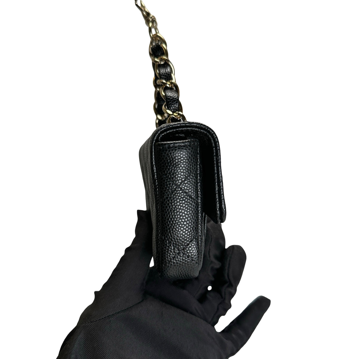 Used CHANEL Quilted Caviar Mini Flap Bag Mini Bag Black Gold Hardware