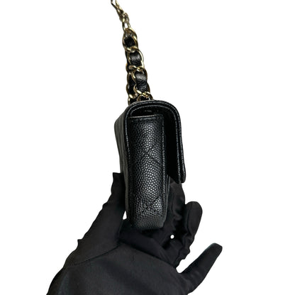 Used CHANEL Quilted Caviar Mini Flap Bag Mini Bag Black Gold Hardware