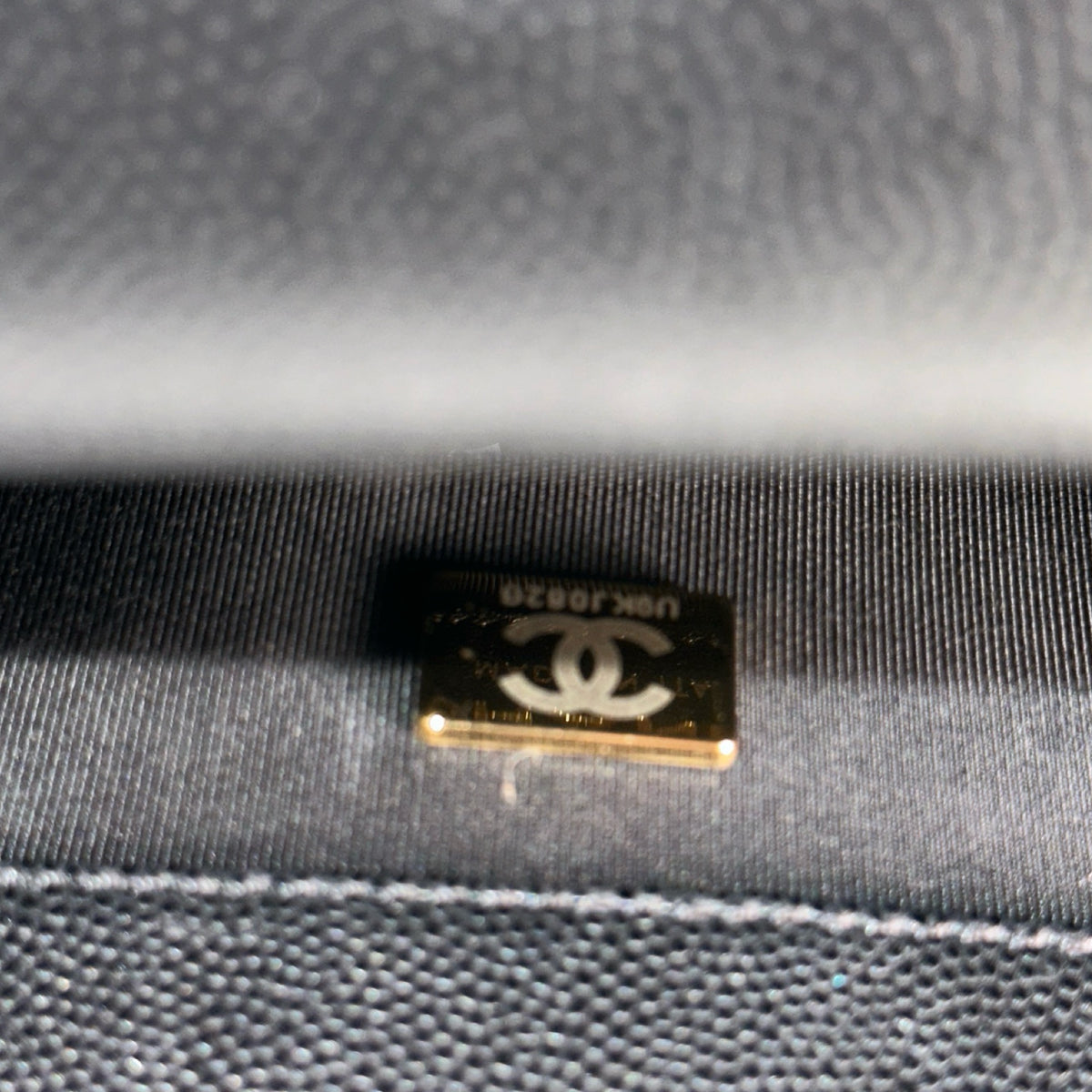 Used CHANEL Quilted Caviar Boy 20 Shoulder Bag Black Gold