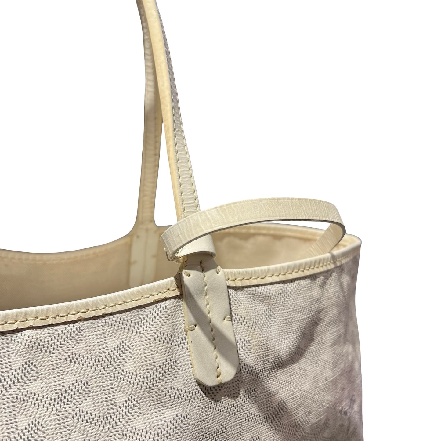 Used GOYARD PVC Saint Louis Tote PM Tote Bag White PHW
