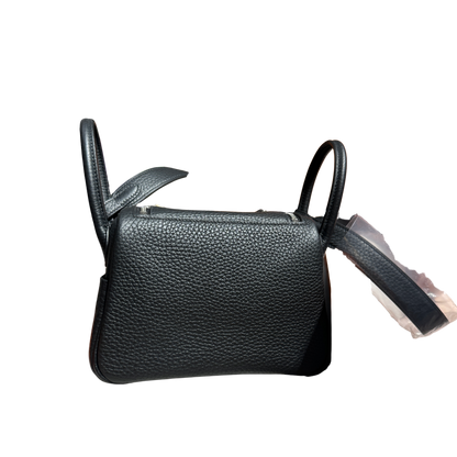 Brand New HERMES Taurillon Clemence Lindy Mini II Handbag Noir Black
