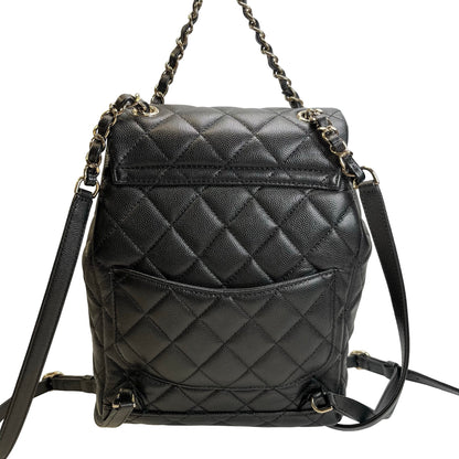 Used CHANEL Quilted Caviar Gabrielle Backpack Backpack Black Gold Hardware