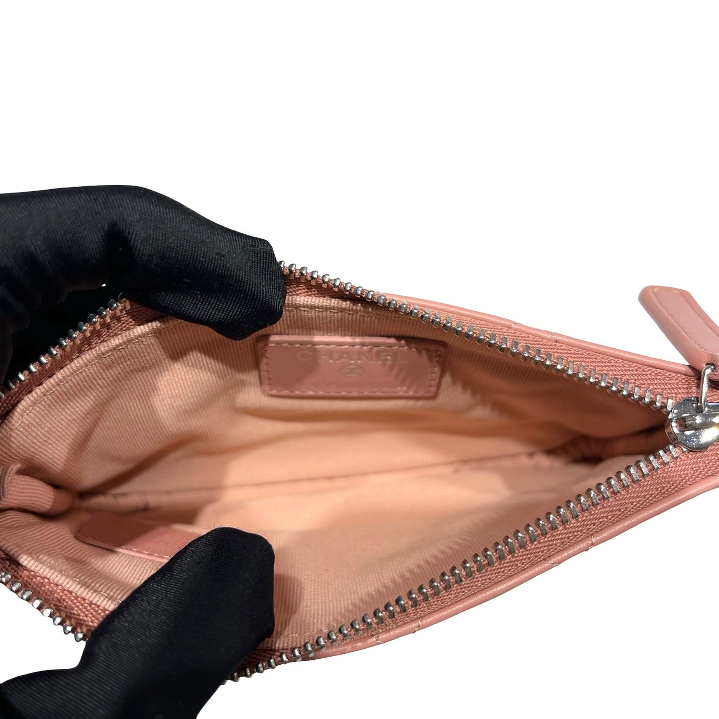 Unused CHANEL Lambskin Leather Pouch Pink PHW