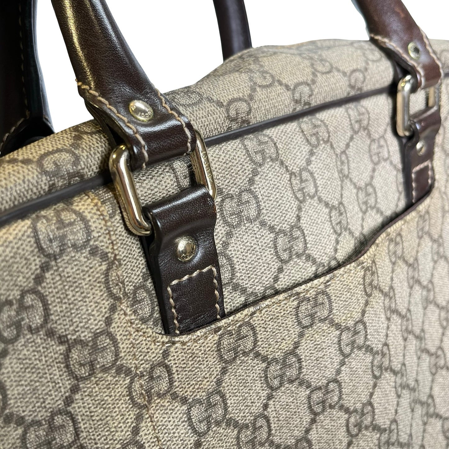 Used GUCCI GG Supreme GG Supreme Briefcase Beige Brown PHW