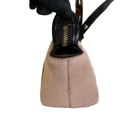 Used FENDI Fur Fendi Roma Logo By The Way Handbag Beige Black