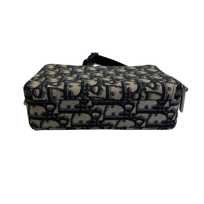 Used DIOR Oblique Jacquard Oblique Roller Messenger Bag Camera Bag Navy Blue Beige