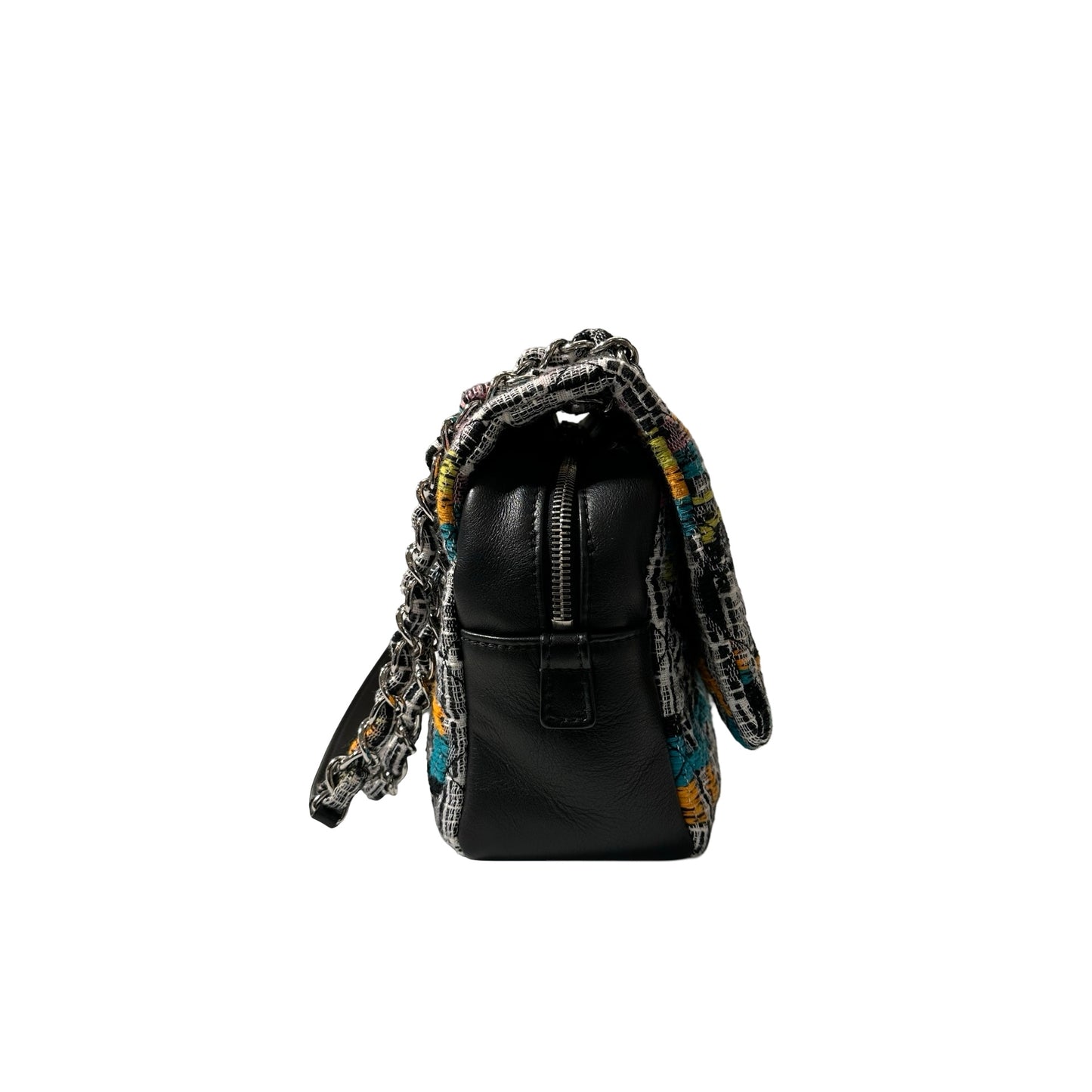 Used CHANEL Tweed Lambskin Leather Tweed No.5 Flap Shoulder Bag Multi colour PHW