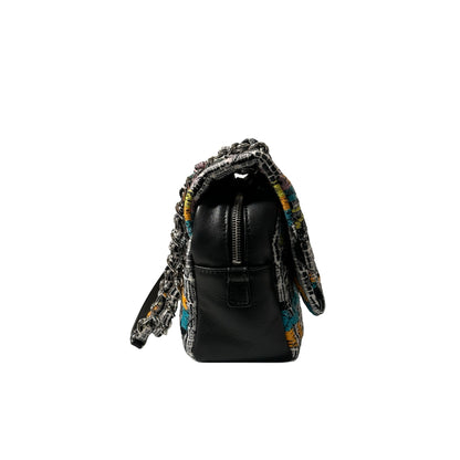 Used CHANEL Tweed Lambskin Leather Tweed No.5 Flap Shoulder Bag Multi colour PHW