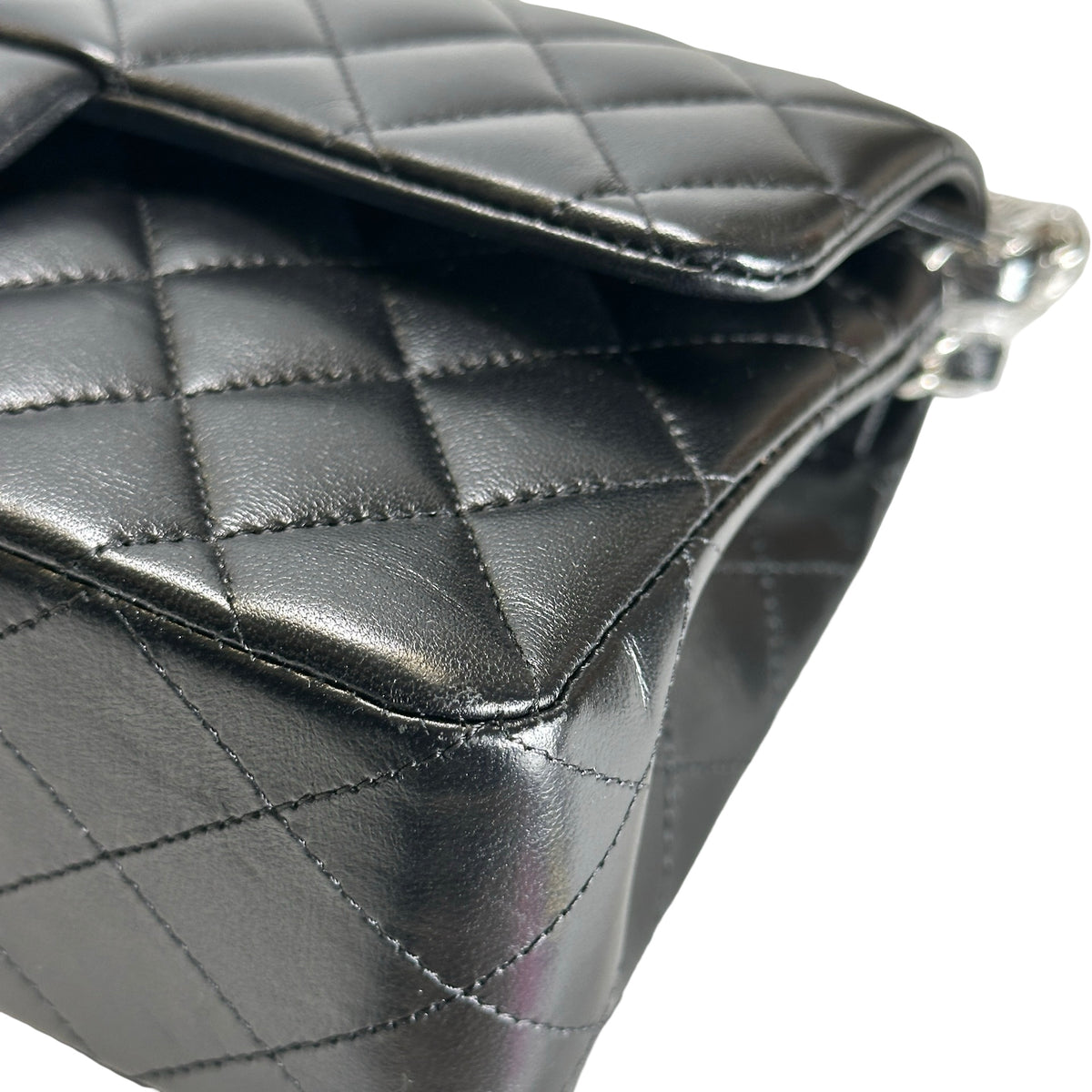 Used CHANEL Quilted Classic Flap Chain Shoulder Bag Black Silver