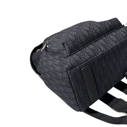 Used Dior Technical fabrics Cotton Calfskin Leather Backpack Navy Blue PHW