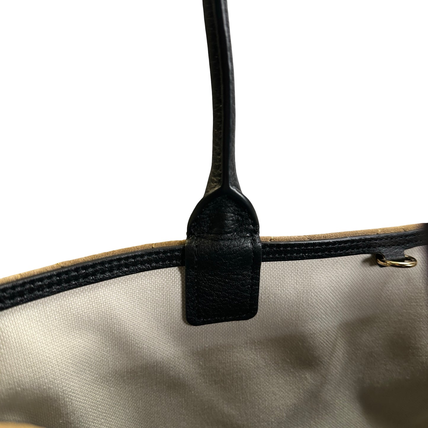 Brand New CHANEL Quilted Suede Caviar Deauville Tote Bag Beige Black Gold
