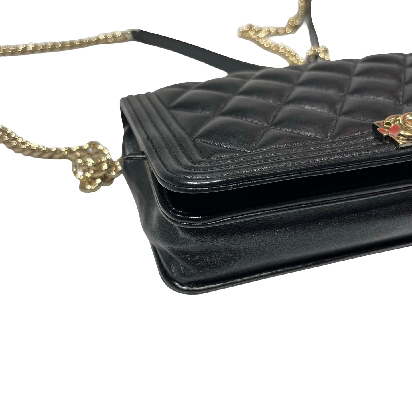 Used Chanel Lambskin Leather WOC Shoulder Bag Black GHW