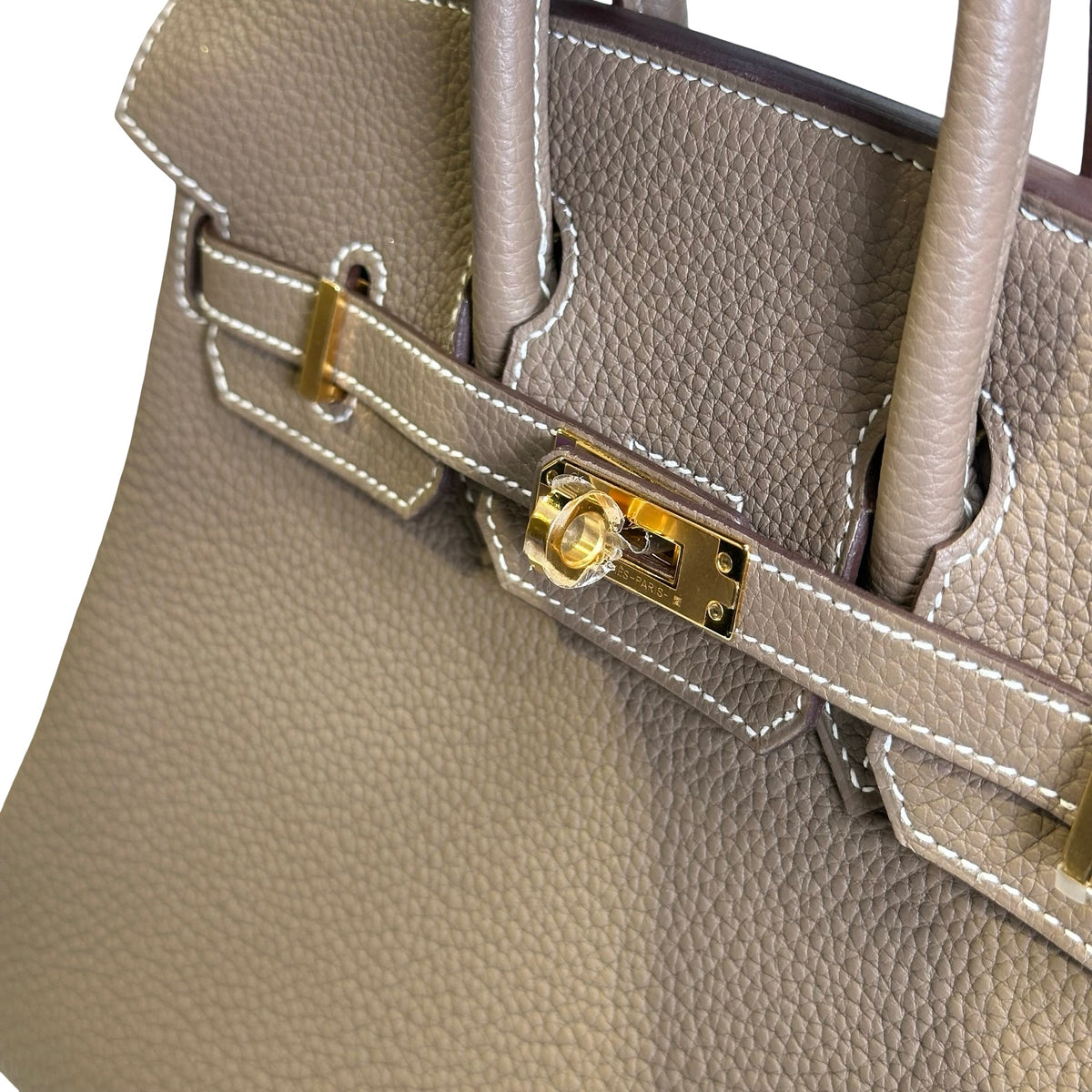 Used HERMES Togo Birkin 25 Handbag Etoupe Gold