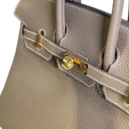 Used HERMES Togo Birkin 25 Handbag Etoupe Gold