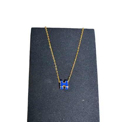Used Hermès Gold Plating Mini Pop H Necklace Blue