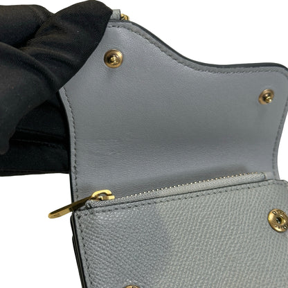 Used DIOR Grained Calfskin Saddle Lotus Wallet Wallet Grey