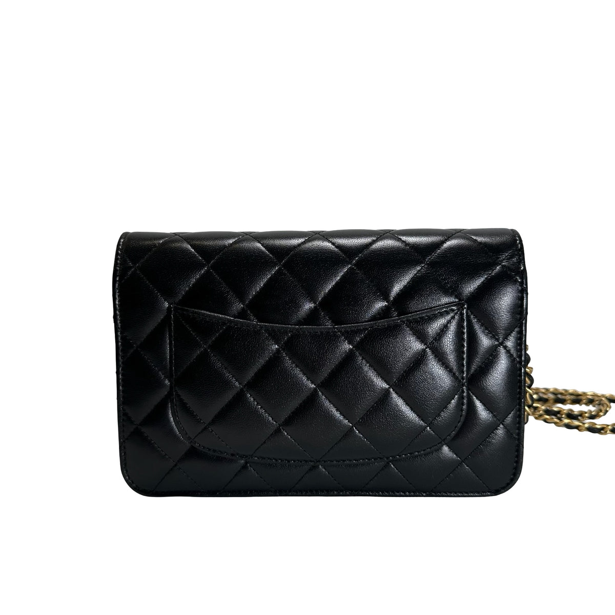 Used CHANEL Quilted Leather Wallet on Chain Wallet on chain Black Gold