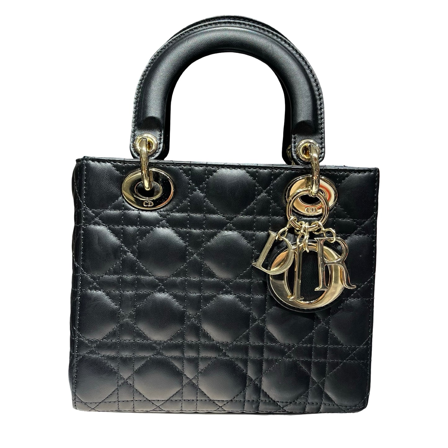 Used DIOR Lady Dior Handbag Black GHW