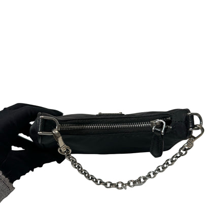 Used PRADA Re-nylon Re-edition 2005 Chain Shoulder Bag Black PHW