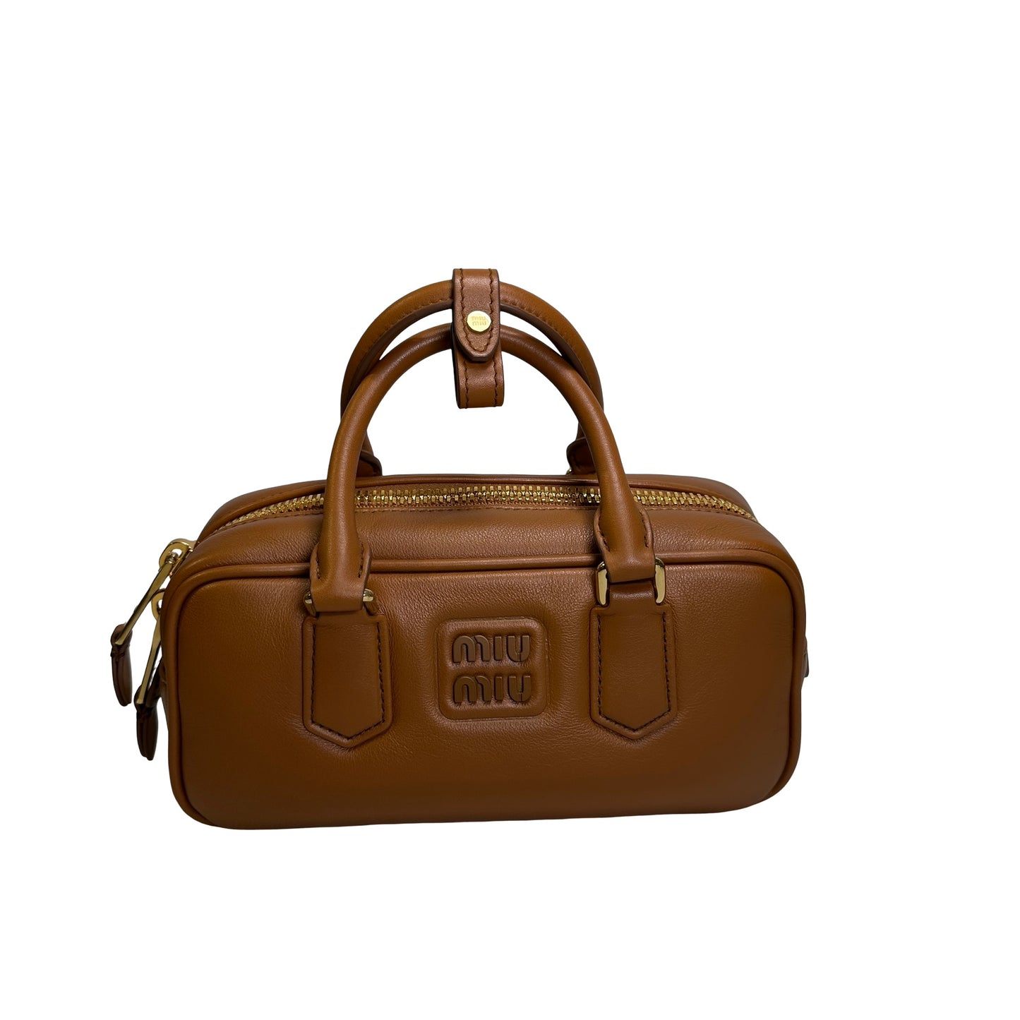 Used MIU MIU Leather Bowling Handbag Brown