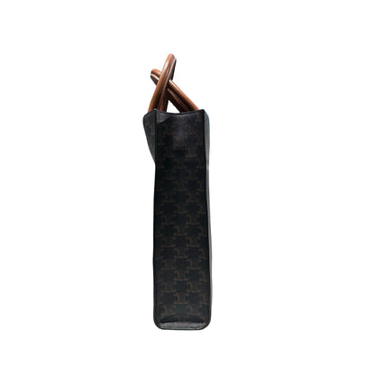 Used CELINE Calfskin Leather Triomphe Cabas Tote Brown