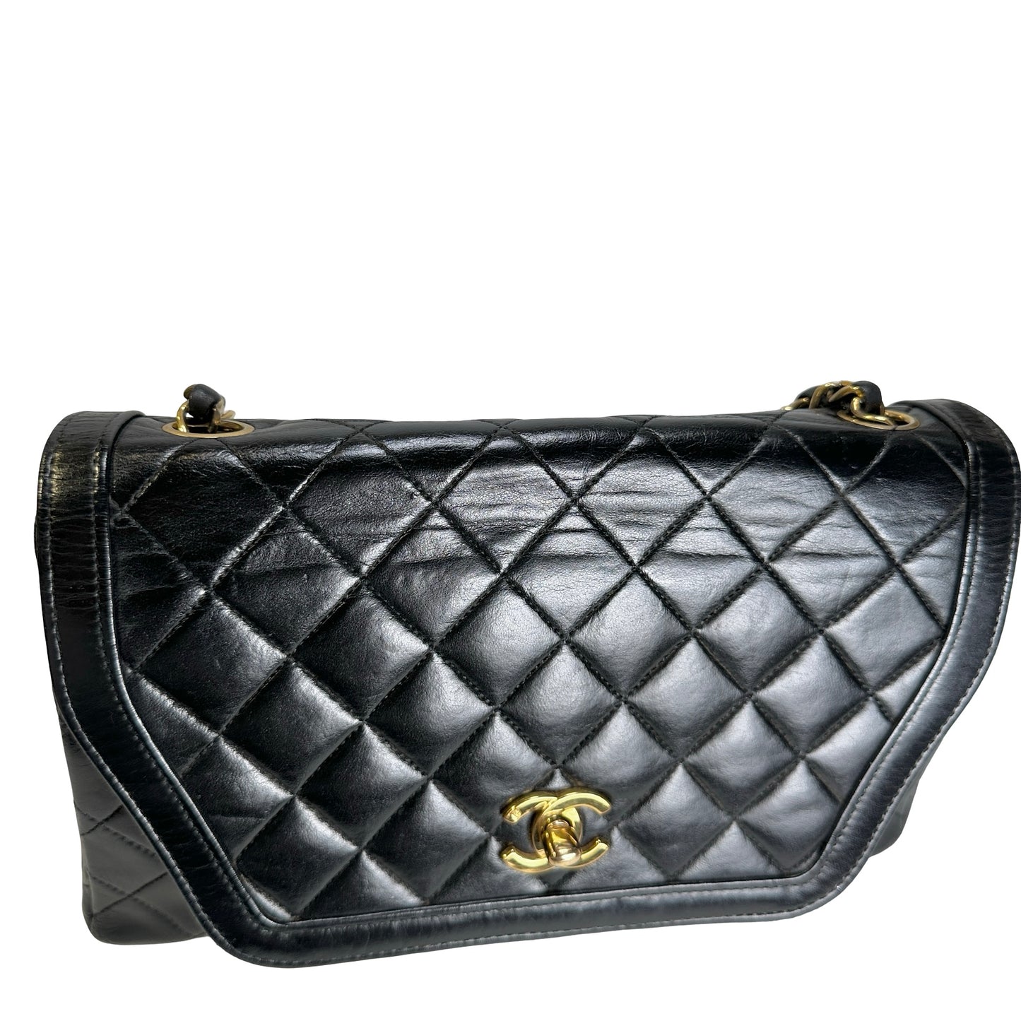 Used CHANEL Quilted Quilted Classic Flap Bag Shoulder Bag Black Gold