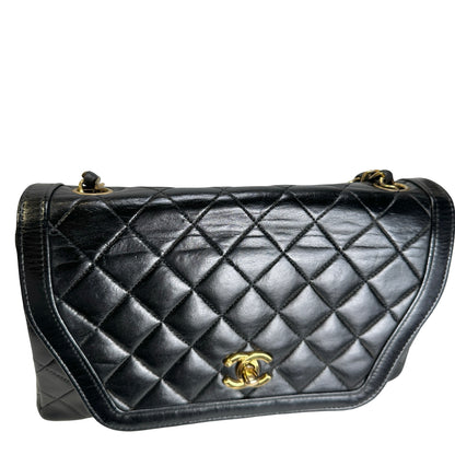 Used CHANEL Quilted Quilted Classic Flap Bag Shoulder Bag Black Gold