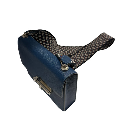 Used HERMES Chevre Mini Verrou Crossbody Bag 73 Bleu Salhir PHW