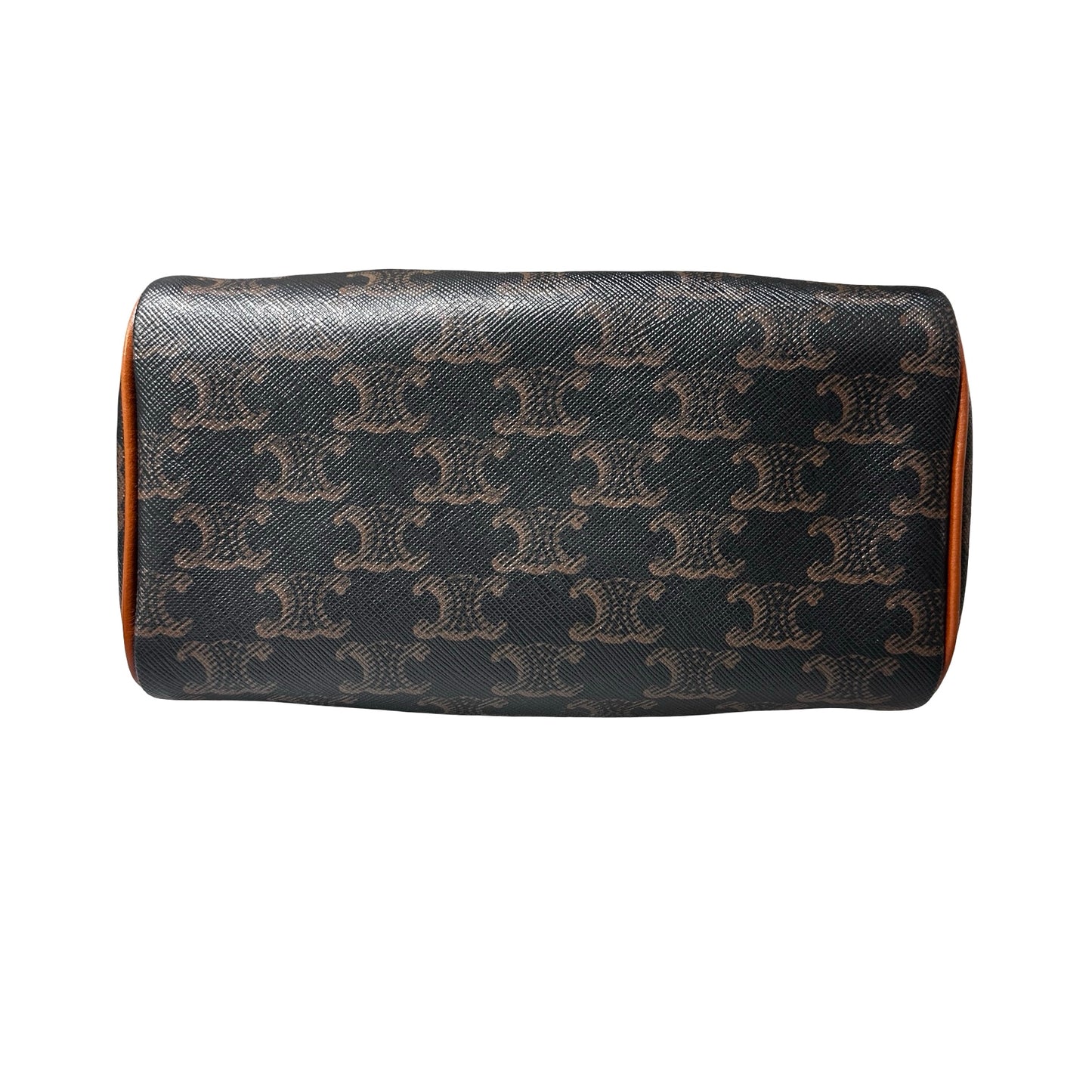 Used CÉLINE TRIOMPHE Canvas Small Boston Cross Body Bag Brown GHW