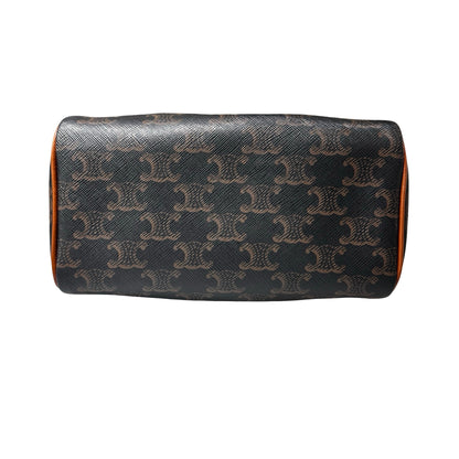 Used CÉLINE TRIOMPHE Canvas Small Boston Cross Body Bag Brown GHW
