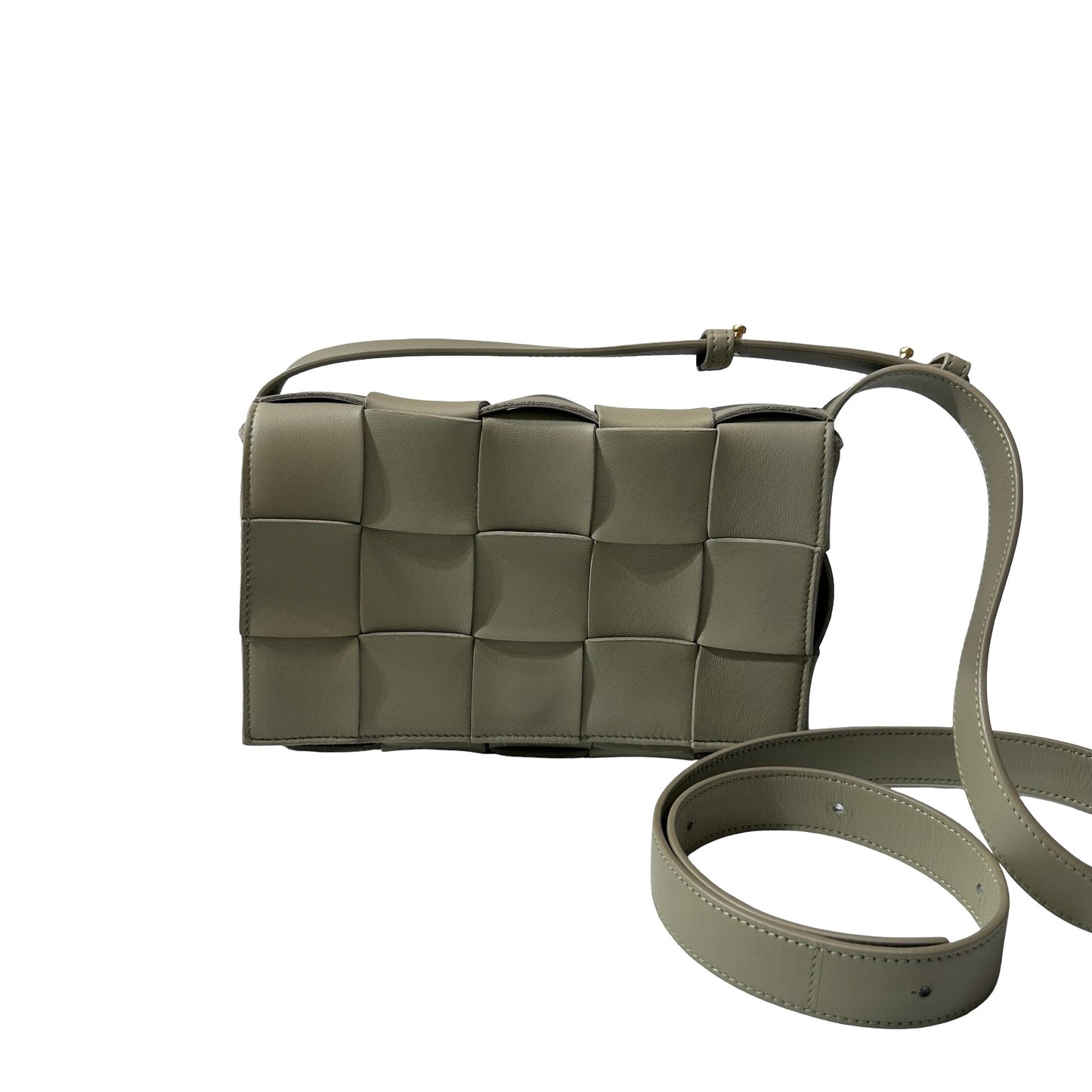 Used BOTTEGA VENETA Intrecciato Leather Cassette Shoulder Bag Green