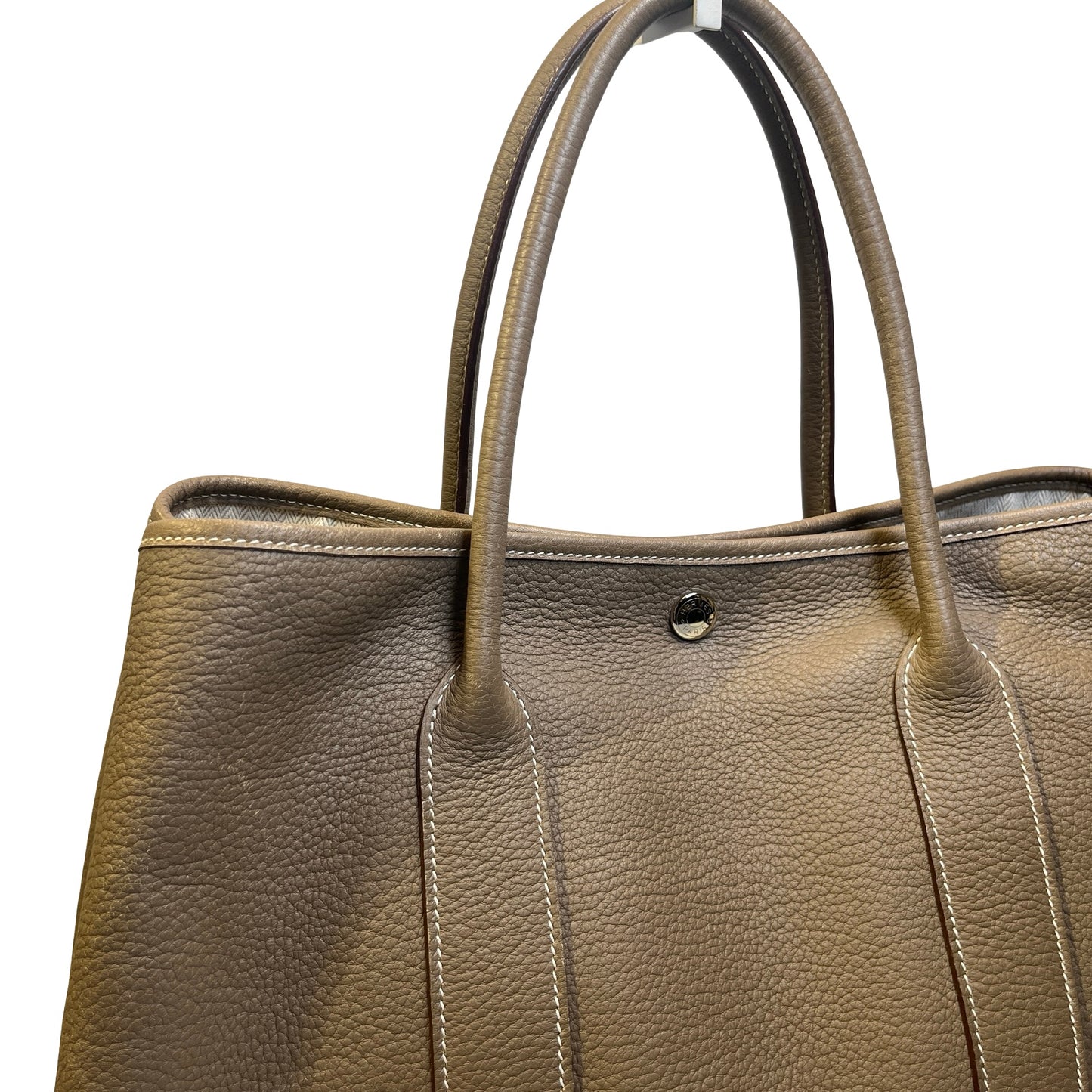 Used HERMES Leather Garden Party Tote Bag Brown