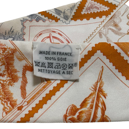 Used HERMES Silk Twilly Twilly White Orange Grey