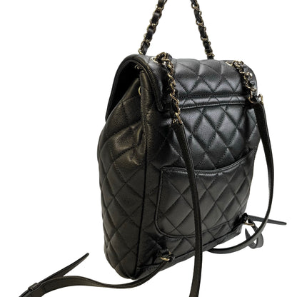 Used CHANEL Quilted Caviar Gabrielle Backpack Backpack Black Gold Hardware