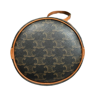 Used CÉLINE Canvas Bucket Cross Body Bag Brown GHW