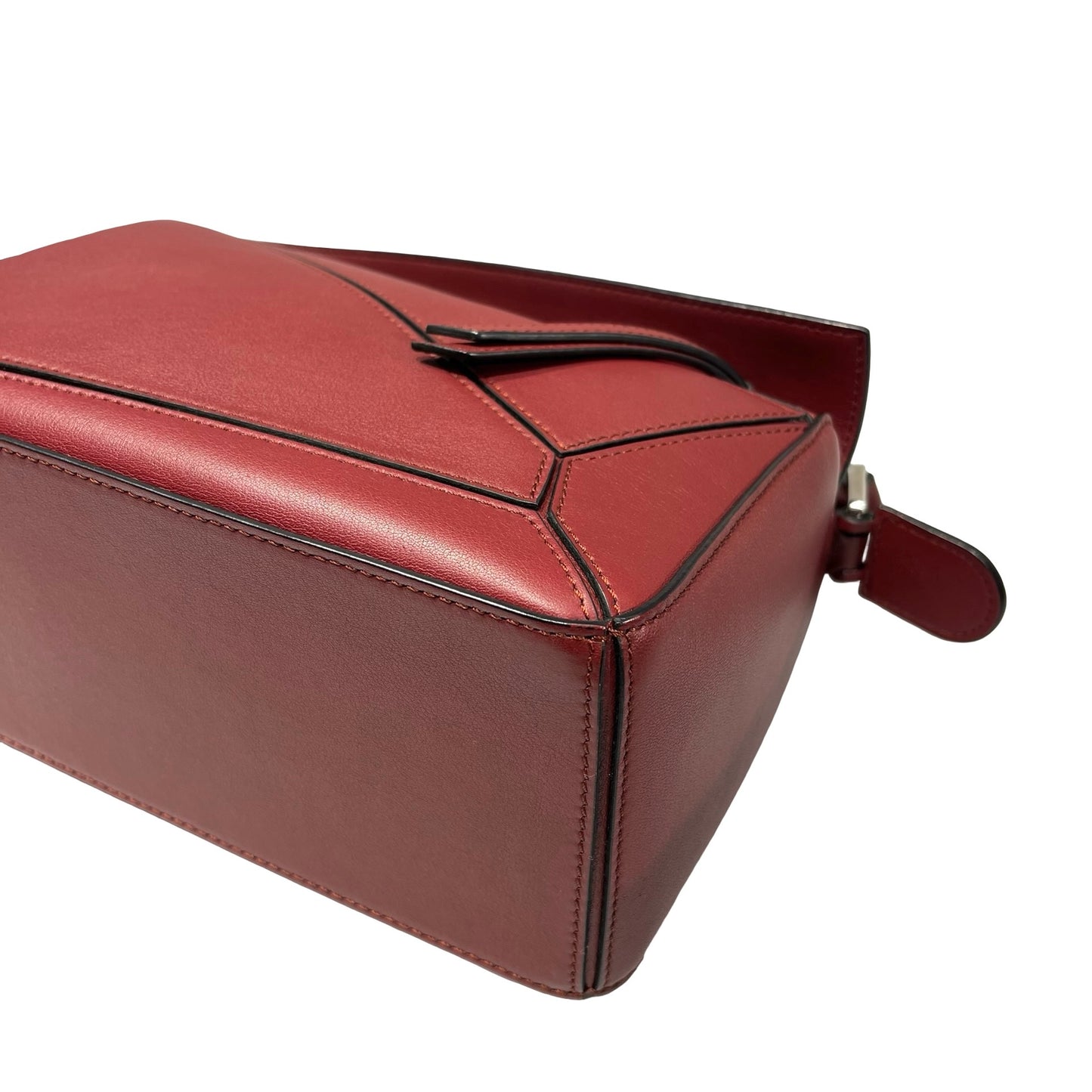 Used LOEWE Calfskin Leather Puzzle Cross Body Bag Red PHW