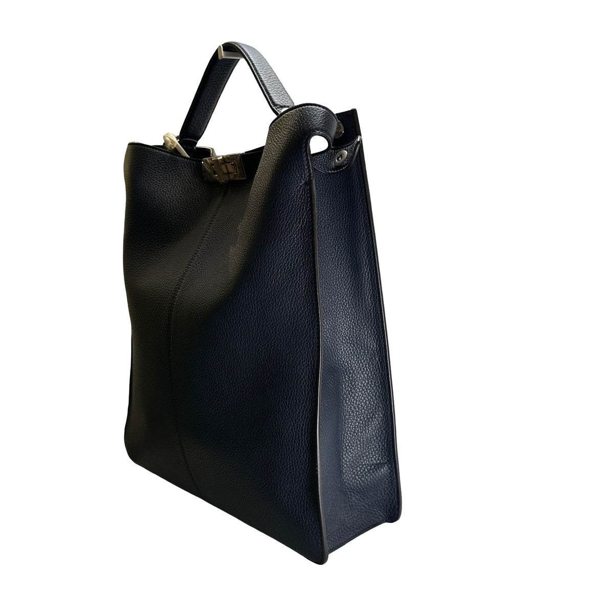 Used FENDI Leather Peekaboo Handbag Navy