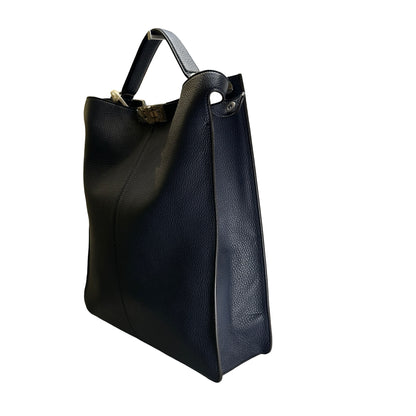 Used FENDI Leather Peekaboo Handbag Navy