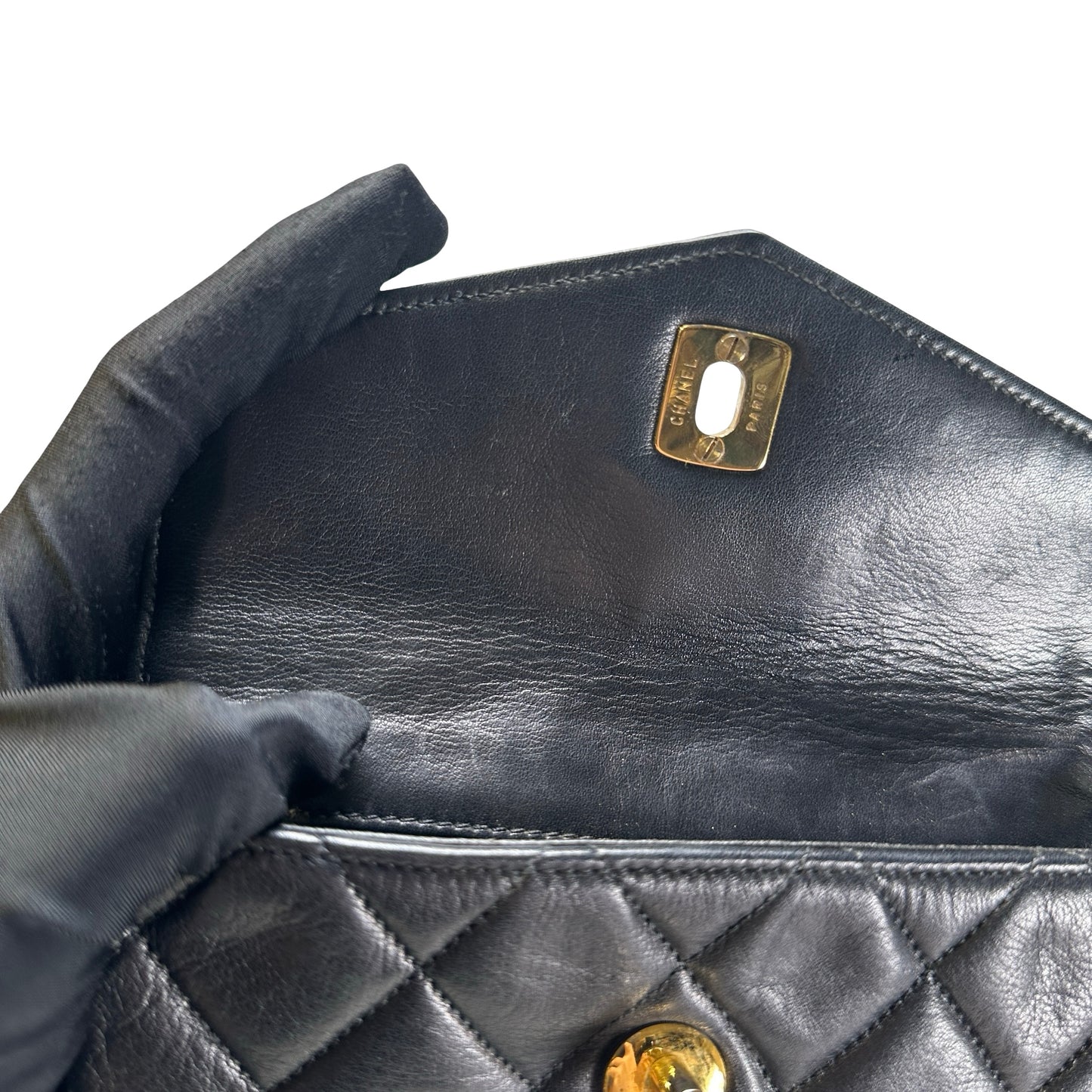Used CHANEL Quilted Matelasse Belt bag Black