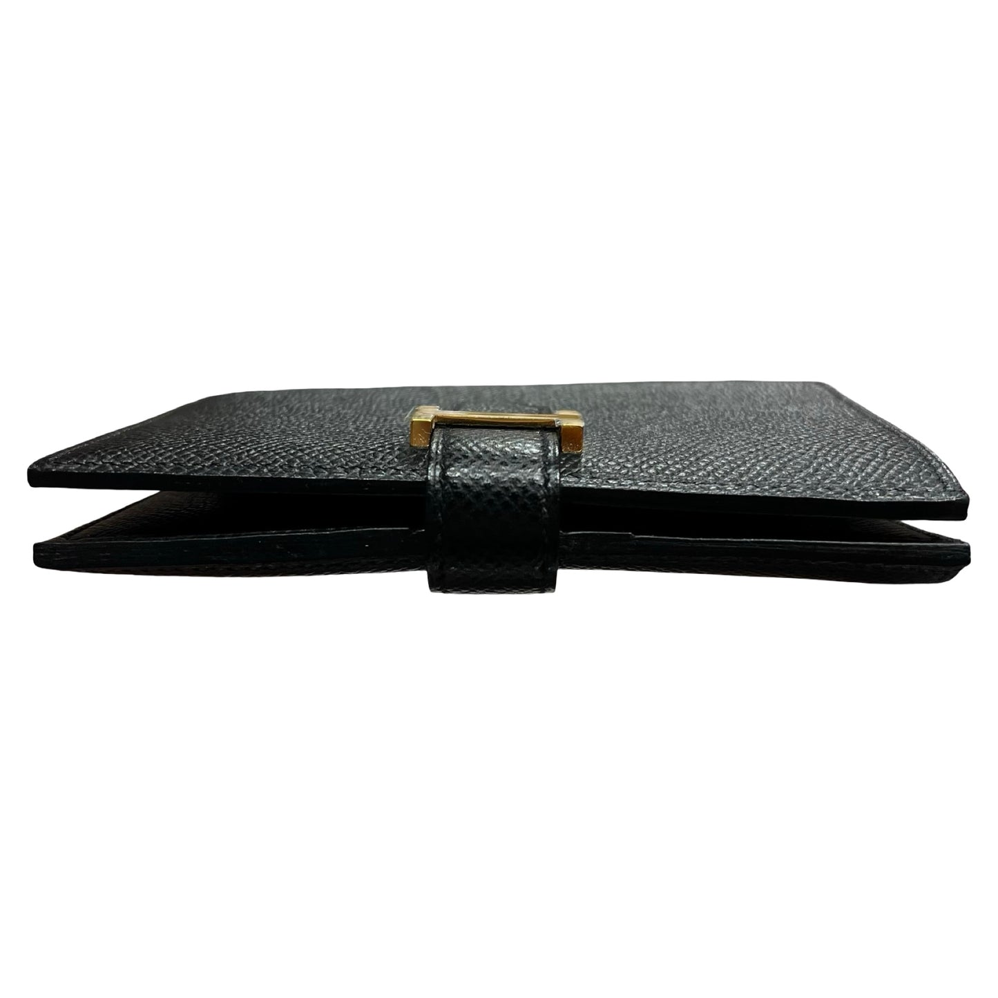 Used HERMÈS Epsom Leather Bearn Wallet Black GHW