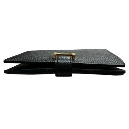 Used HERMÈS Epsom Leather Bearn Wallet Black GHW