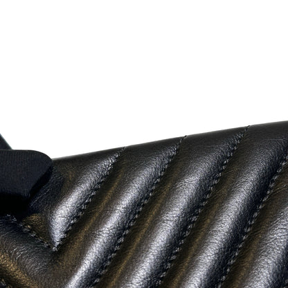Used CHANEL Chevron Lambskin Chevron Flap Bag Chain Shoulder Bag Black Gold