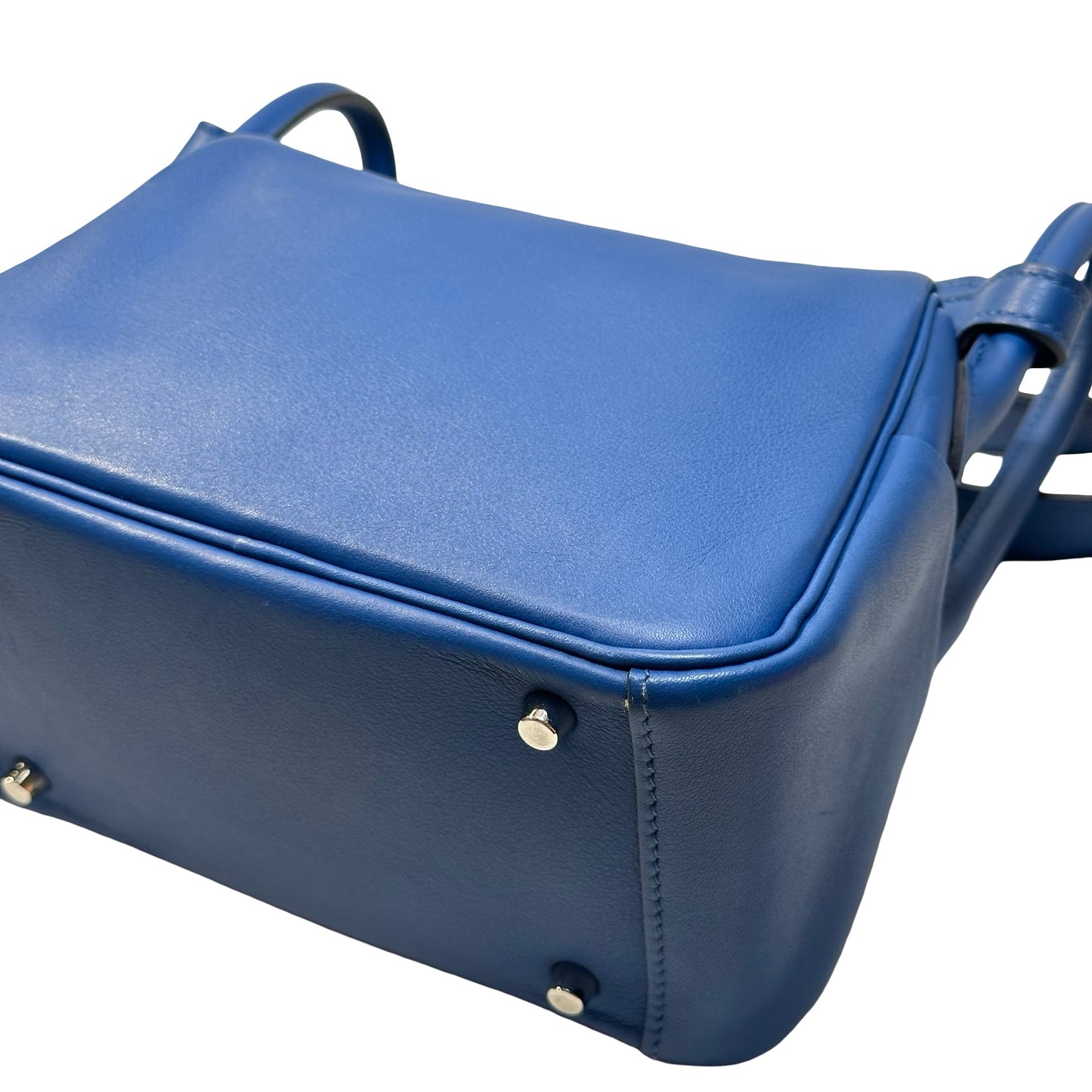 Used HERMES Swift Mini Lindy Handbag Blue PHW