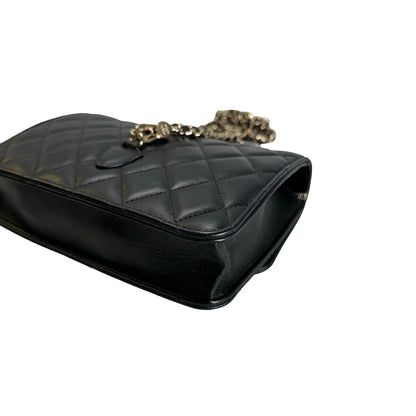 Used CHANEL Quilted Lambskin Trend CC Handbag Black Gold