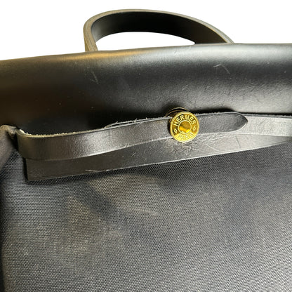 Used HERMES Canvas Leather Herbag A Dos Zip Retourne Backpack Black