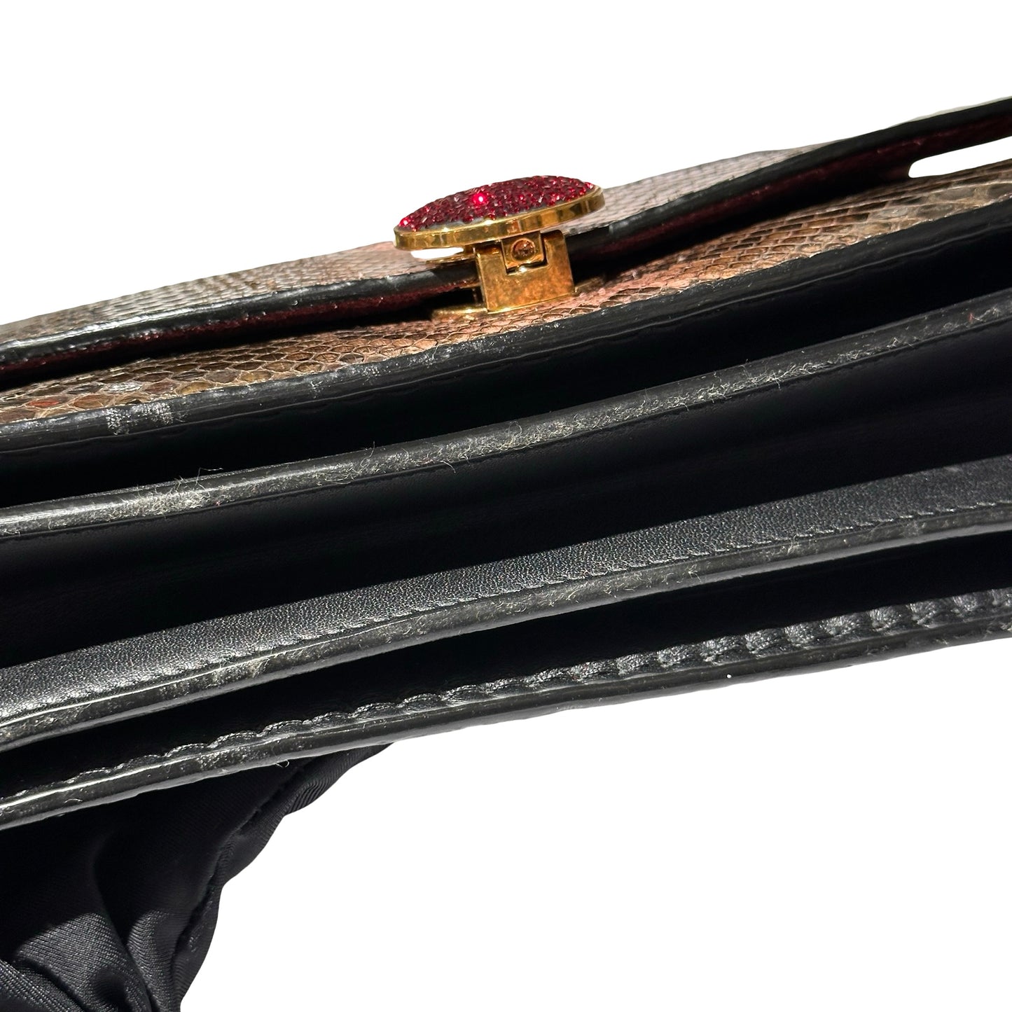 Used MARC JACOBS Snake Skin Chain Shoulder Shoulder Bag Brown