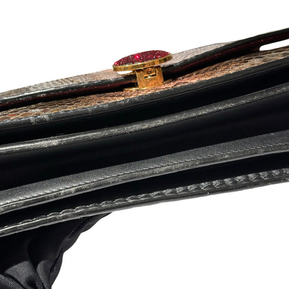 Used MARC JACOBS Snake Skin Chain Shoulder Shoulder Bag Brown