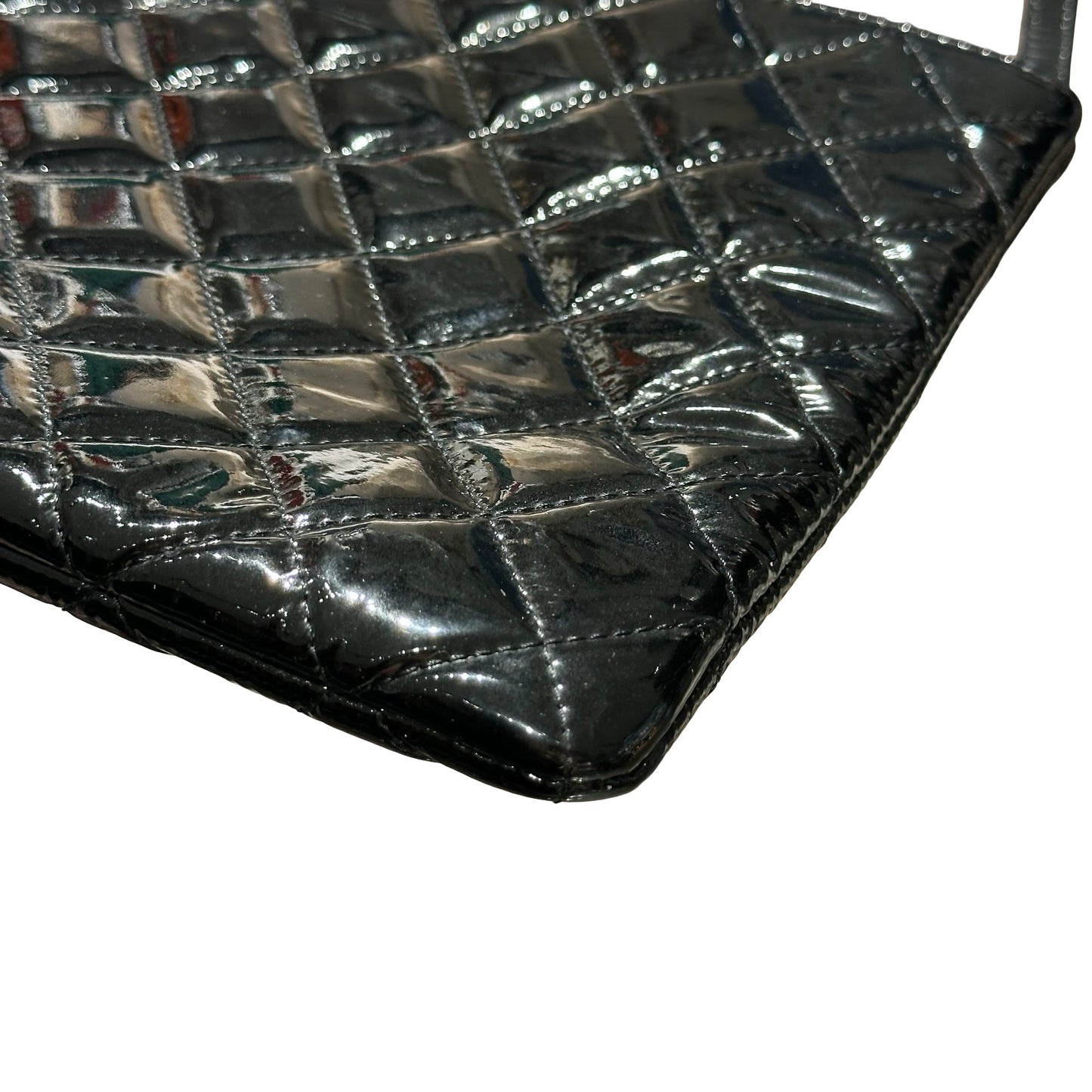 Used CHANEL Patent Leather Clutch Black PHW