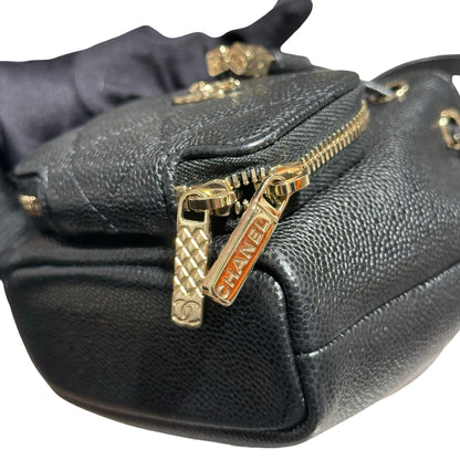 CHANEL MINI BUCKET SHOULDER BAG BLACK GHW CAVIAR SKIN [3001008]