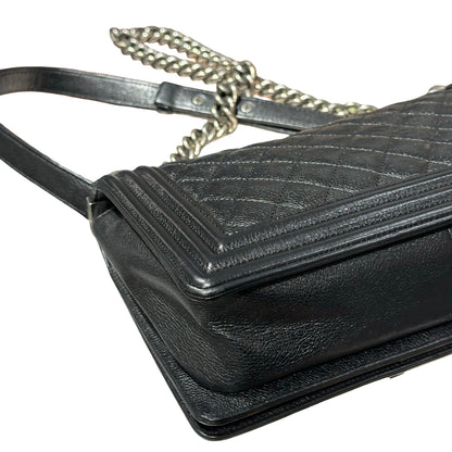 CHANEL LE BOY 25 BLACK CAVIAR PHW [3000597]